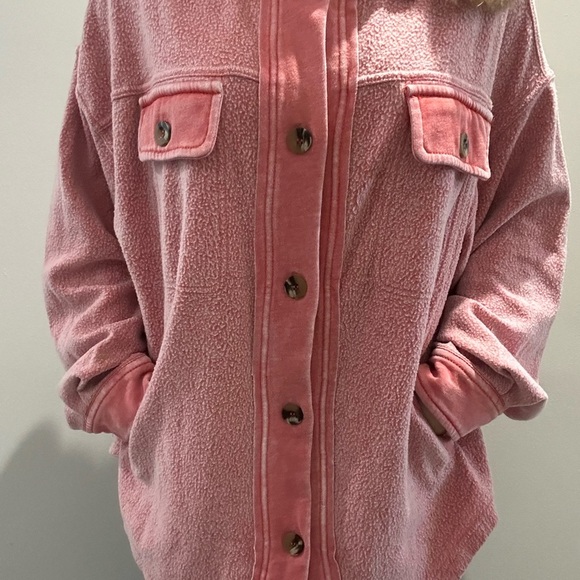 BKE Pink Button-Up Shacket - Picture 2 of 2